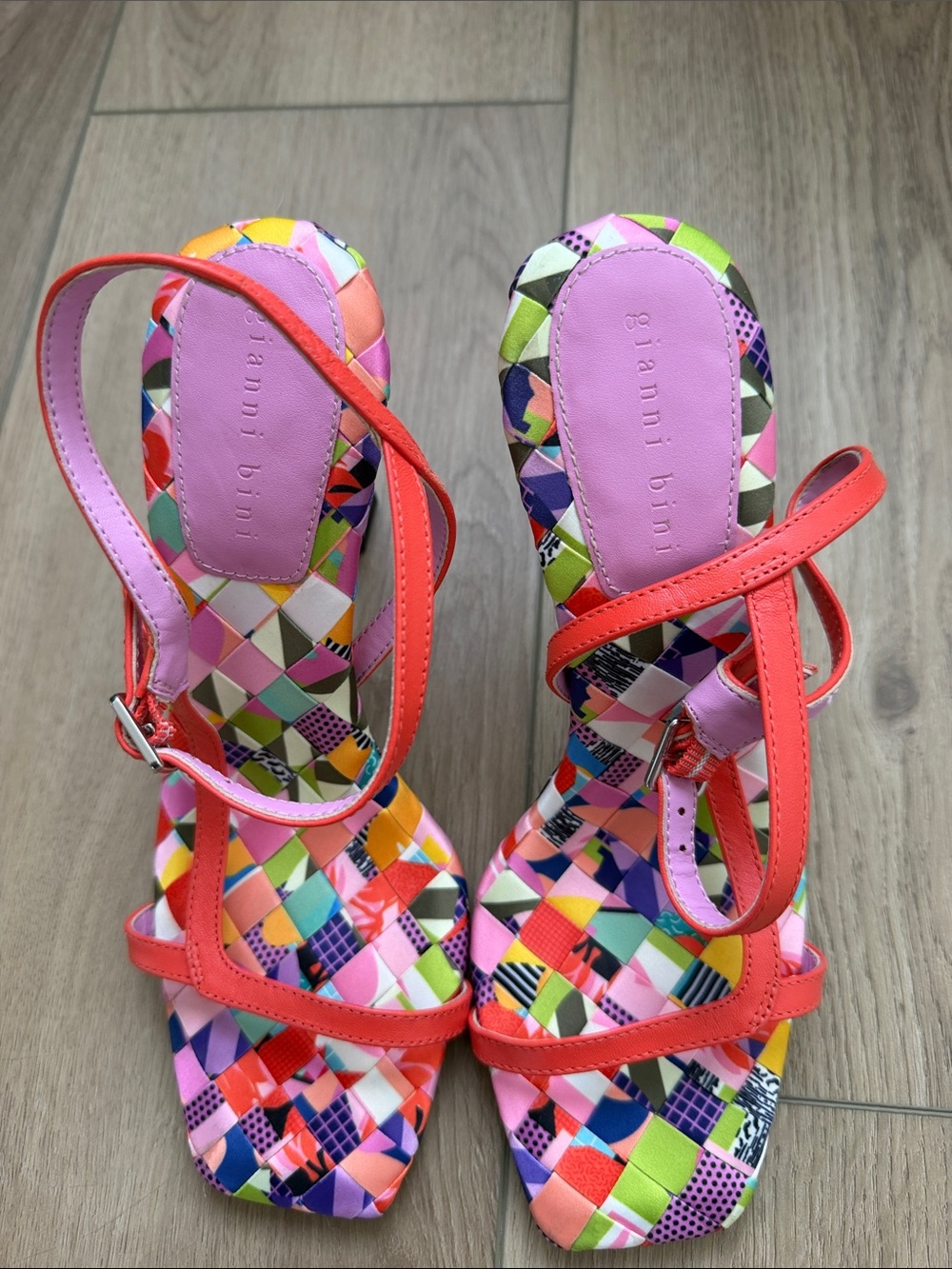 Gianni Bini Pink & Coral Multi-Color Strappy Heels